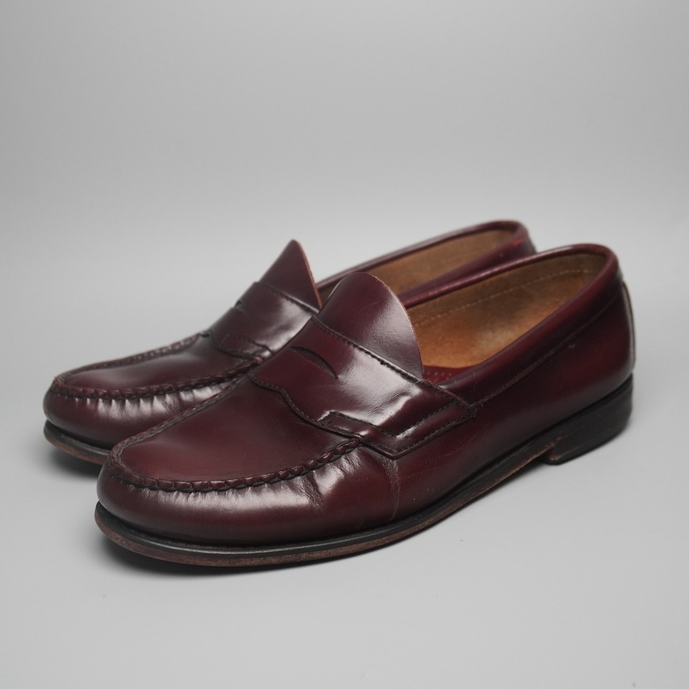 Bass Weejuns Mens Burgundy Leather Penny Loafers Dress Shoes Slip On